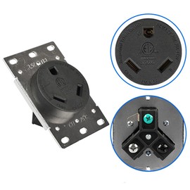 JORINDO 2pcs NEMA TT-30R,Industrial Power Wall RV Receptacle 30Amp 125V 3 Pole 3 Wire Power Socket,Work for RV Trailer，Black
