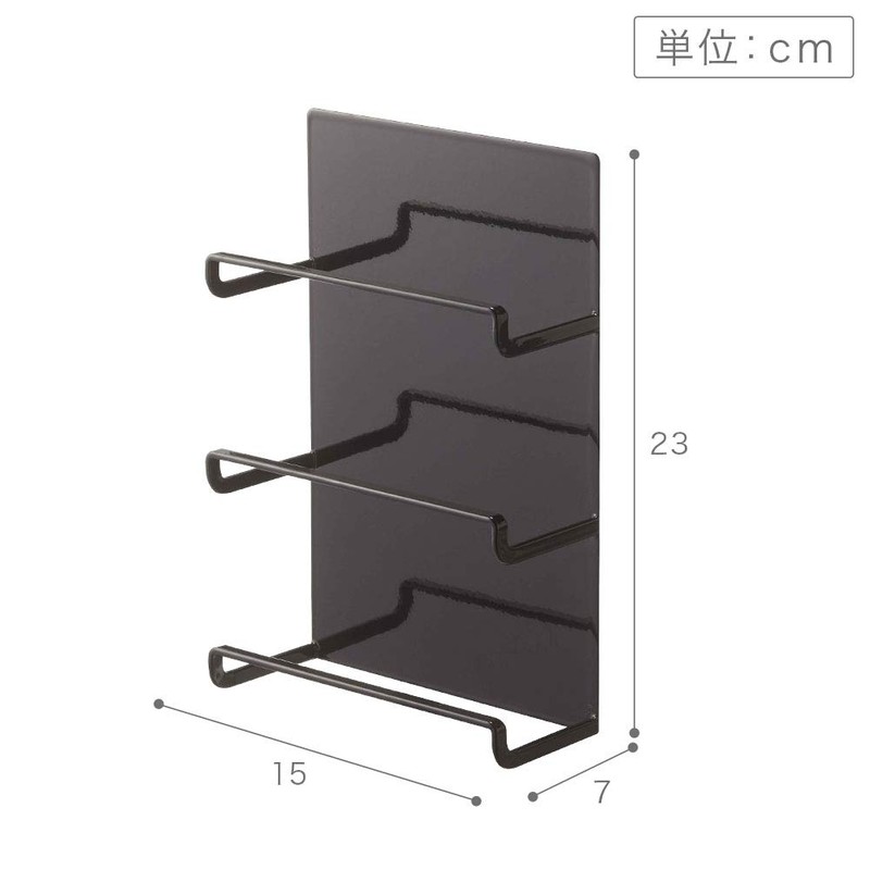 Yamazaki 4940 Magnetic Kitchen Wrap Holder, 3 Tiers, Tower, Black,