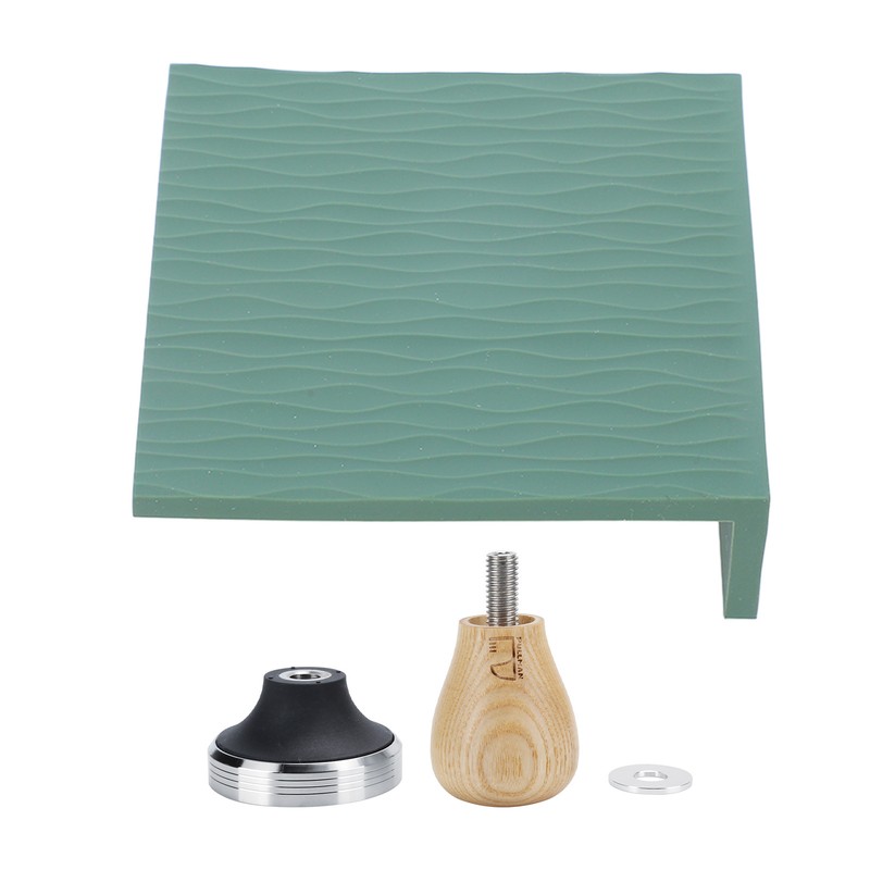 Coffee Tamper Set 58mm Beech Handle Coffee Hammer Embossed Tamping