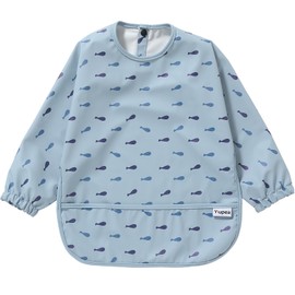 Yiupea Baby Mess Proof Baby Bib with Long Sleeves - Machine Washable & Waterproof Baby Bibs 6-24 Months for Baby Led Weaning, Coverall Bibs for Baby Feeding-Blue