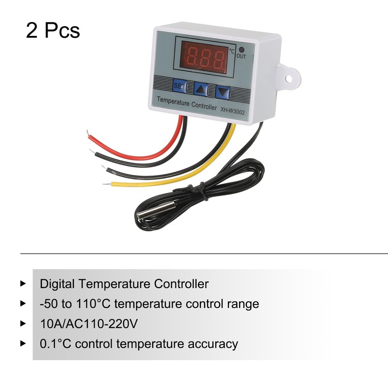 sourcing map 2 Pack XH-W3002 10A AC 110-220V Digital LED