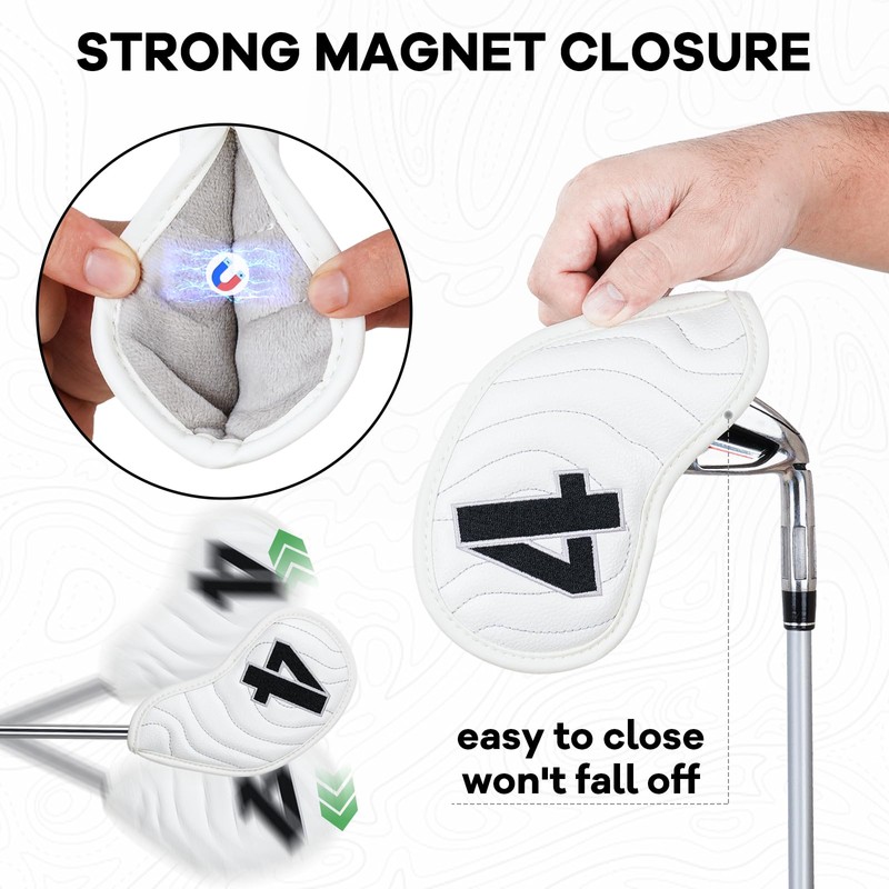 Golf Iron Club Head Covers Magnetic 10pcs 4-9,P,A,S,X Right Hand