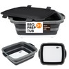 Large Collapsible BBQ Prep Tub with Locking Lid, Basket for