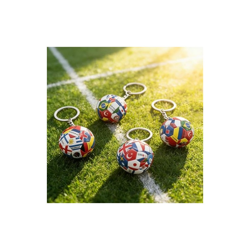 2026 World Cup National Flag Soccer Ball Keychain Set