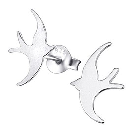 Laimons Women's Swallow Bird Stud Earrings Matte 925 Sterling Silver