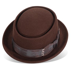 Pork Pie Hats for Men/Women, 100% Wool Felt Hat Short Brim Stout Porkpie Breaking Bad Hat Unisex Flat Top Fedora Hats Boater Derby Crushable