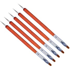 ZXUY Nail Brush Dotting Painting Pen Dual-Ended 2 in 1 Design Nail Art Tips Builder Brush Pen for Professional Salons and Home DIY Nail Art (5Pcs Red)