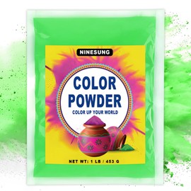 Ninesung Holi Powder, Green Color Run Powder, Color Powder Perfect for Summer Camp, Party, Photography Smoke,Toss, Rangoli, Fun Runs, Color War, Parties & Festivals - Safe for Skin (Green, 16 oz)