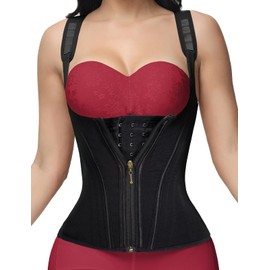 SHAPSHE Waist Trainer for Women, Tummy Control Sports Girdle, Workout Body Shaper with Adjustable Shoulder Strap Black