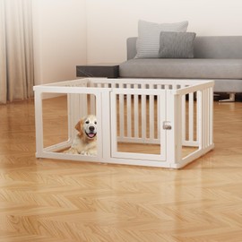 10 Pcs DIY Plastic Acrylic Dog Playpen with Clear Dog Gate, Clear Acrylic Dog Playpen for Indoor Easy to Assemble and Disassemble，23.6" Height