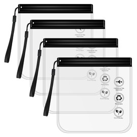 Widisun 4 Pcs Black Clear Travel Toiletry Bag Black Airport Security Liquids Bags 20x20cm Black Portable Waterproof Clear Travel Bag for Men Women