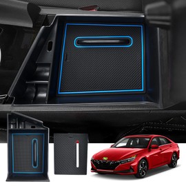 Autorder - Organizador de consola central para Hyundai Elantra 2021, 2022, 2023, 2024, accesorios para apoyabrazos, bandeja de inserción secundaria con 2 alfombrillas de color (no compatible con modelos de rotura manual manual)