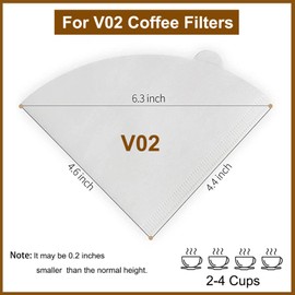Coffee Filters, Size 02 Cone Natural Paper Filters, 200 Count 2-4 Cup, For Pour Over and Drip Coffee Maker (White V02)
