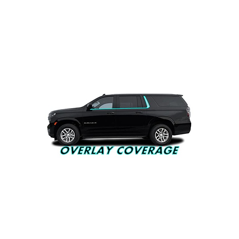Chrome Delete Blackout Vinyl Overlay for 2021-2022 Chevy Suburban Window