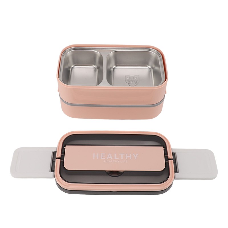 Double Layer Bento Box 316 Stainless Steel Compartment Portable Lunch
