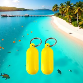 2 Pcs Yellow Floating Keychain Pills-Shape Float Key Rings for Boat Sailings Kayak Surfing Water Floating Chain Sports Fan Chains Car Keychains Car Accessories, Sports Fan Key Chains, Keychains