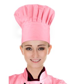 CRJHNS Chef Hat,Adult Adjustable Hook and Loop Tape Baker Hat Kitchen Cooking Chef Cap for Men Women Kids Pink