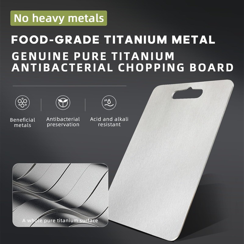 GR1 Pure Titanium Cutting Board for Kitchen Ultra-Durable, Lightweight, Dishwasher