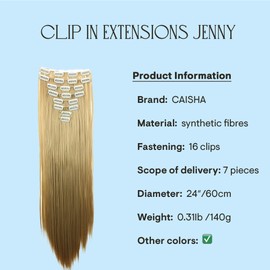 PRETTYSHOP XL 7 parts set clip in extensions, 60 cm hair extension piece, smooth