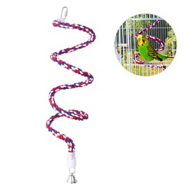 POPETPOP Rope Perch, Parakeet, Perch, Parrot, Bird Toy with Bell