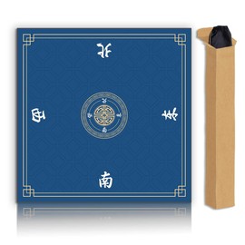 Mahjong Mat, Non-Slip Noise Reducing Game Mat, 31.5 Inch Mahjong Table Mat,Mahjong Mat with Cloth Bag and Carton Storage,Suitable for Mahjong, Dominoes, Solitaire and Other Games. (Blue)