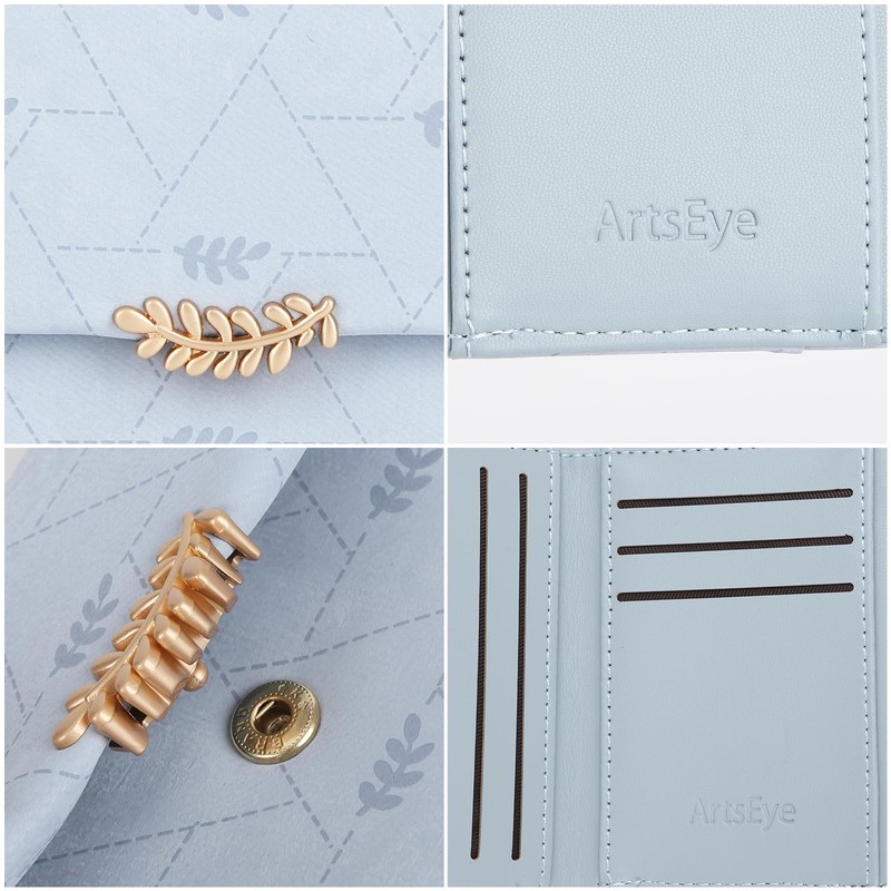 [ArtsEye] Compact Tri-Fold Women's Wallet PU Leather Snap Button RFID