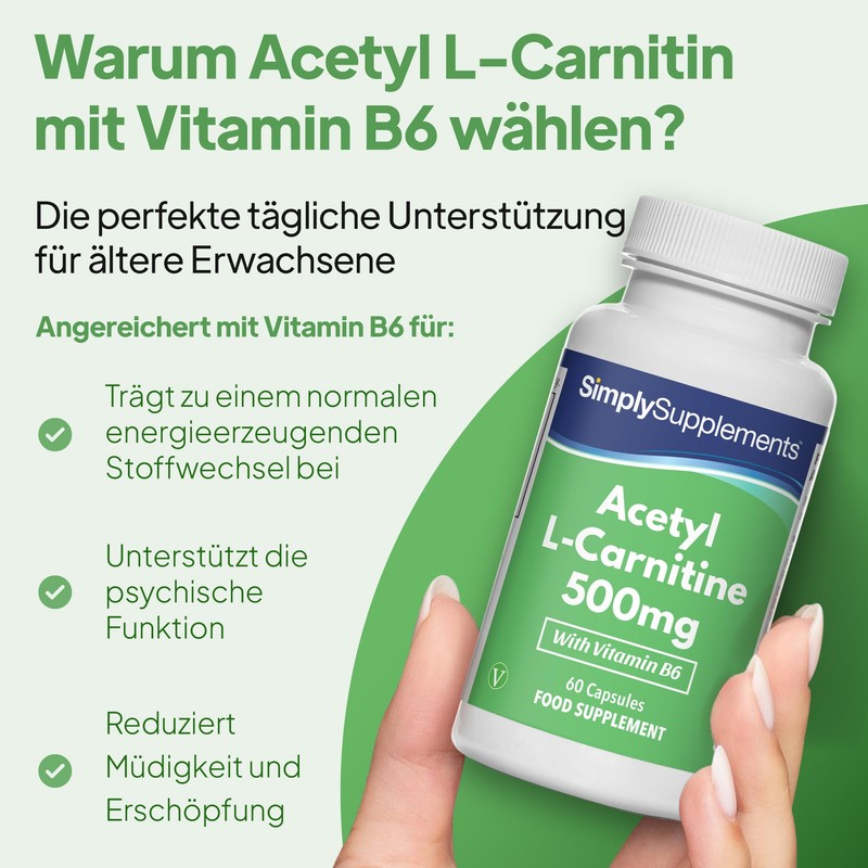 Acetyl L Carnitine Tablets 500mg | 60 Capsules | Manufactured