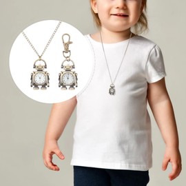 UKCOCO Fashion Watch 1 Set Creative Robot Pendant Necklace Watch Key Ring Vintage Delicate Pocket Watch Keyring Set (with Chain and Keyring), As Shown, Vintage|unique|creative