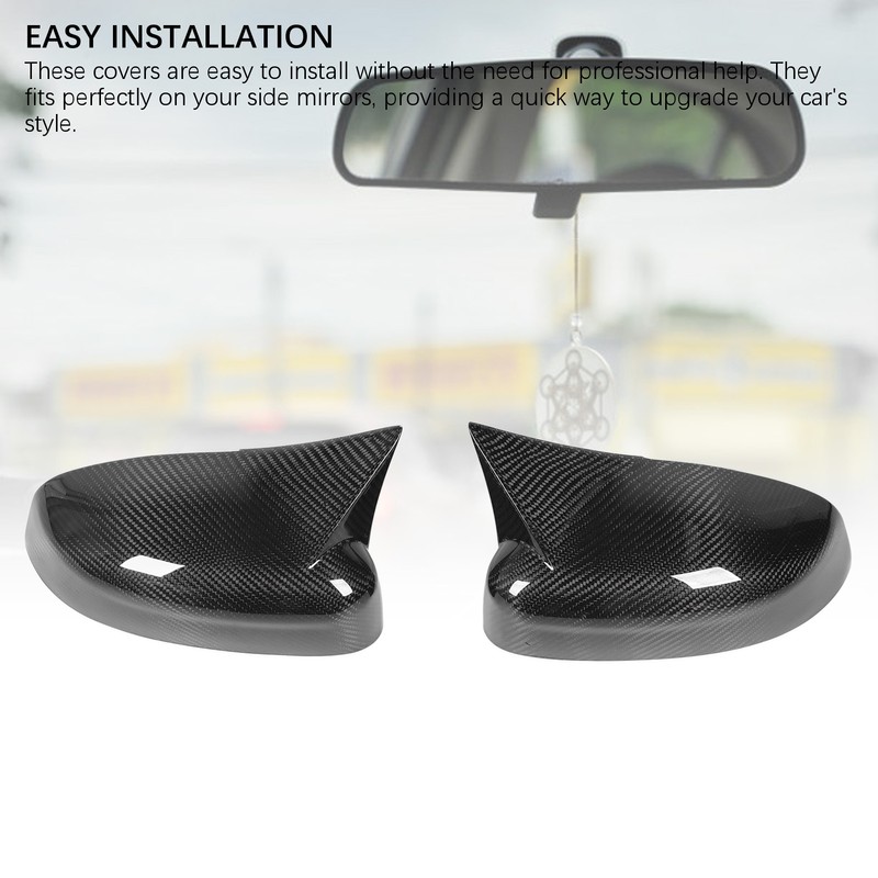 1 Pair Carbon Fiber Ox Horn Rearview Side Glass Mirror