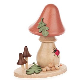 Drechslerei Kuhnert - Smoke Figurine, Smoking Mushroom, Approx. 14 cm, Made in Germany (Sandhäubling)