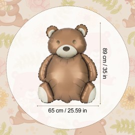 lasuroa 3pcs Bear Balloons, Large Matte Bear Foil Balloons for Baby Shower First Birthday Decorations Animal Farm Zoo Jungle Safari Theme Party Supplies