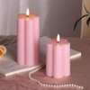 Girimax Pink Flameless Pillar Candles with Remote, Flickering LED Wax