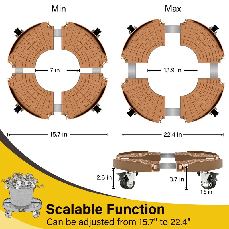 Goovilla Plant Stand with Wheels Heavy Duty, 1Pack Adjustable 15-22