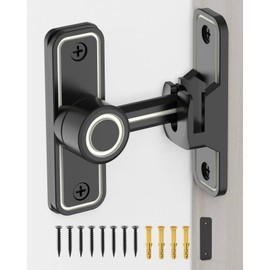 Heavy Duty Gate Latches 90 Degree Right Angle Barn Door Lock, Anti-Theft Sliding Door Lock Latch for Wooden Fence Garden Bathroom Outdoor Garage Window Include Screw (Luminous Black)