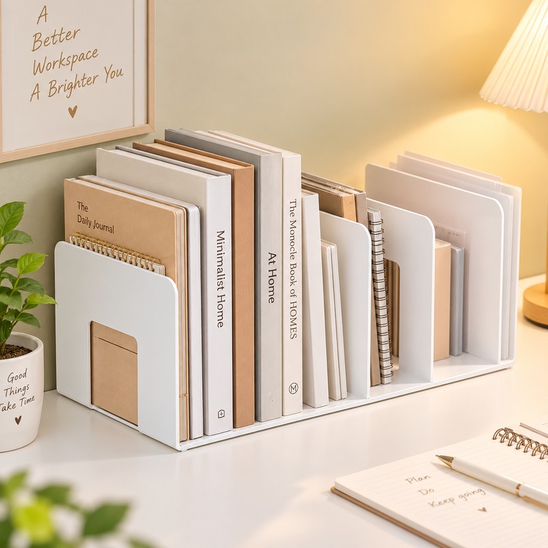 Multi Compartment Desktop Books Stand Organizer For Students Books And