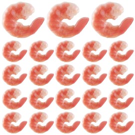 GORGECRAFT 1 Box 12Pcs Artificial Shrimp Figures Plastic PVC Realistic Faux Sea Life Foods Seafood Cooked Peeled Shrimps Model Decoration for Home Kitchen Market Display Party Photo Props