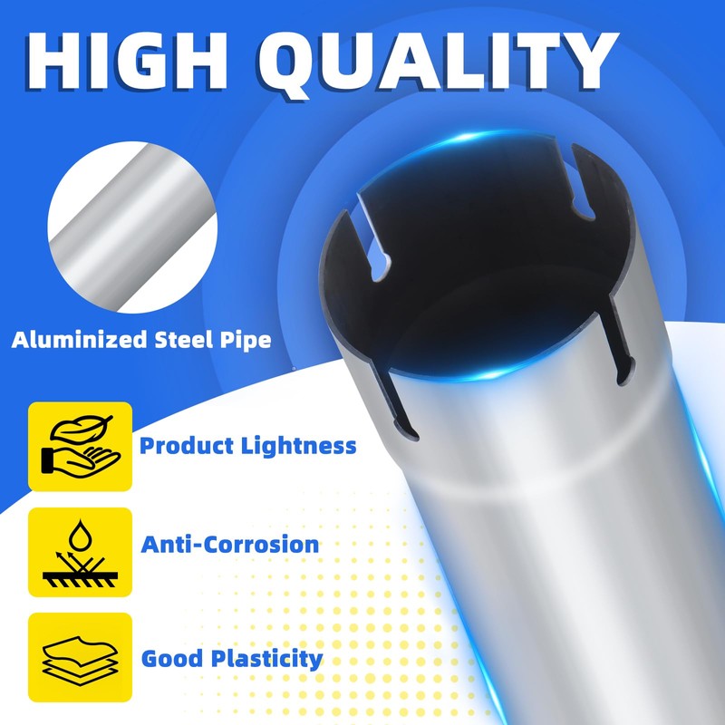 4 Inch Exhaust Pipe, 4'' Aluminized Steel Straight DIY Custom