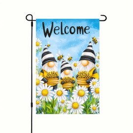 BlissYard Welcome Spring Garden Flag Cute Gnomes Small Yard Flag 12 x 18 inch Double Sided Bee Daisy Outdoor Yard Decoration Hello Spring Summer Farmhouse Holiday Garden Flags