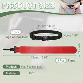 YELARXI Flag Football Set, Adjustable Flag Football Belt with 1 Belt and 3 Flags Easy Tear Away for Men Women Players Training Competition (Red)