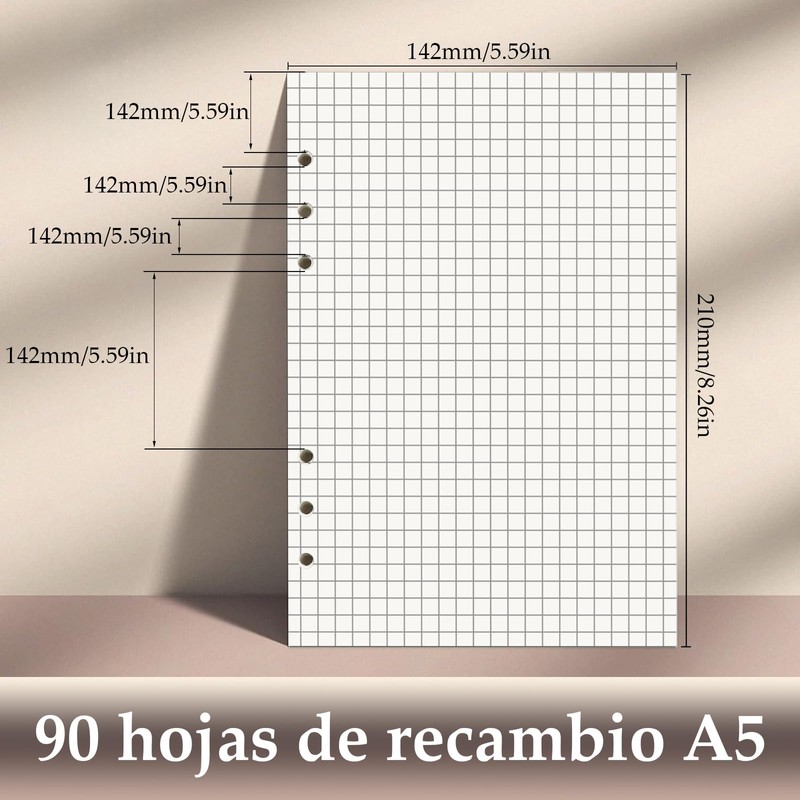 Papel para Recargas A5 -Paquete de 2, 180 Páginas /