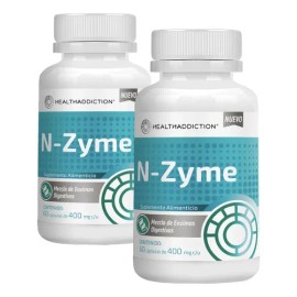 HEALTHADDICTION - 2 Pack Enzimas Digestivas Avanzadas  Suplemento Alimenticio con Proteasa, Amilasa, Lactasa y Papaína  Apoyo Digestivo, Absorción de 