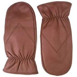 ZLUXURQ Men's Lambskin Gloves Thick Fleece Lined, Red-brown (100% lambskin/thick fleece lined)