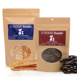 2 Dogs Treats Just Chicken & Beef Jerky | 100% USA-Sourced, Single-Ingredient, Great for Sensitive Stomachs, Human-Grade USDA Chicken & Beef, Allergy-Friendly, High Value for Training, Small Batch