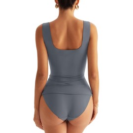 EasyGala Women Sleeveless Boat Neck Tops Double Lined Backless Tank Tops Basic Fitted T Shirts 2025 Grey XX-Large