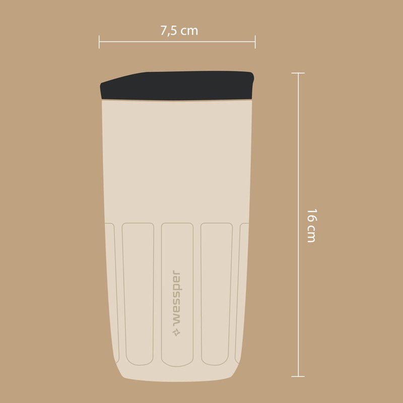 Wessper Tazze Riutilizzabile 400 ml, Bicchiere con Tappo per Bevande
