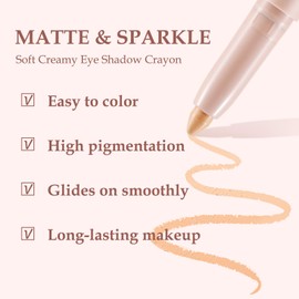 Boobeen Waterproof Eyeshadow Pen, Cream Eyeshadow Pen, Matte & Shimmer Crayon Long Lasting Eyeshadow Makeup, Quick Drying for Eye Brightener Makeup