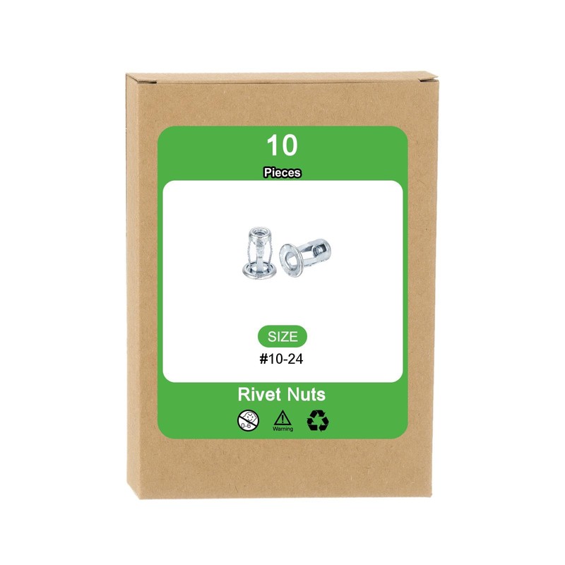 uxcell 10Pcs Multi-Grip Rivet Jack Nut, #10-24 Petal Carbon Steel