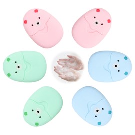 Laughhe 300 Sheets Paper Soap Sheet 6 Boxes Soap Sheets Disposable Portable Soap Flakes Mini Travel Paper Soap Soap with Plastic Box for Washing Travel and Outdoor Use