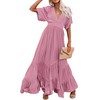 CHARTOU Women's Boho Ruffle Sleeve Flowy Maxi Dress Lace Up