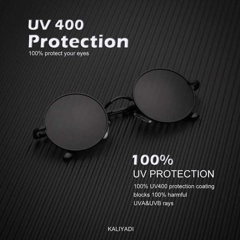 KALIYADI Round Polarized Sunglasses for Men Women Retro Metal Hippie